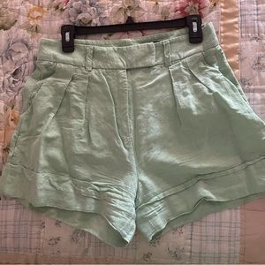 Pastel green mint size 6 linen shorts